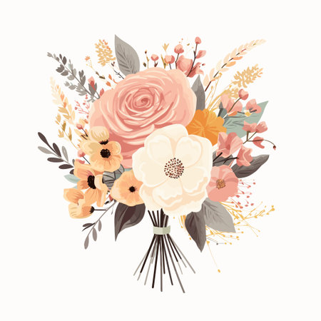 Floral bouquet. Hand drawn vector illustration. Vintage style.の素材