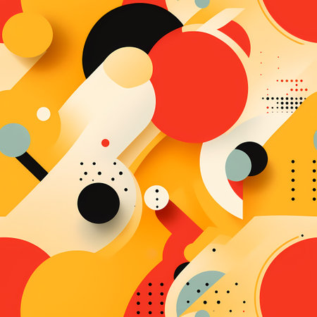 Abstract geometric background with circles, dots and lines. Vector illustration.の素材