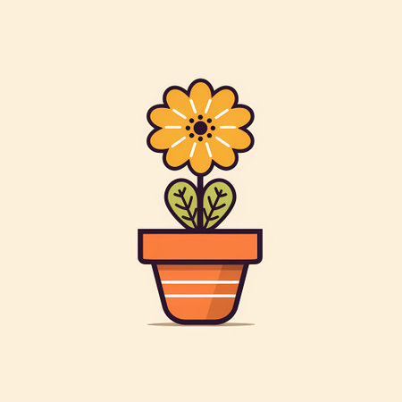 Flower in a pot. Vector illustration. Flat design style.の素材