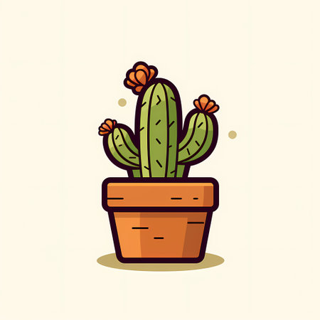 Cactus in a pot. Vector illustration in doodle style.の素材