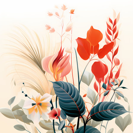 Beautiful floral background with tropical flowers. Vector illustration. EPS 10の素材