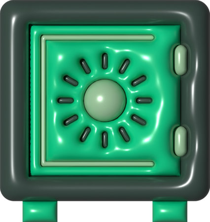 Green safe on white background, 3d render. Computer generated image.の写真素材