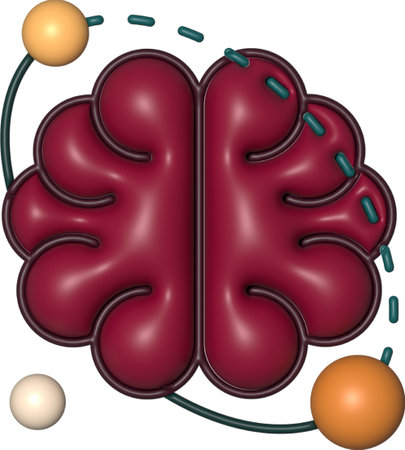Human brain. 3D illustration. Atoms are represented as spheres with conventional color coding:...