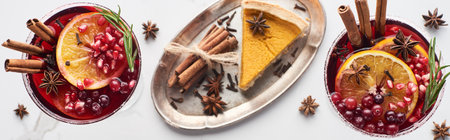 panoramic shot christmas cocktails orangeの写真素材