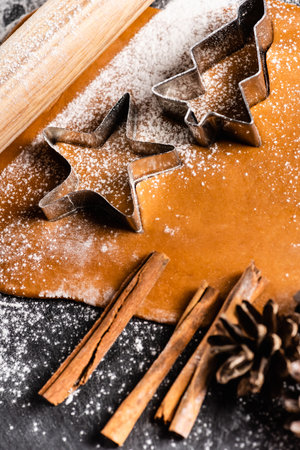 christmas cookies cutter shapes pineの写真素材