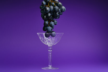 bunch fresh ripe grapes glassの写真素材