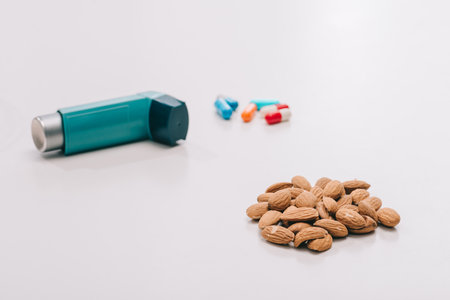 selective focus tasty almonds pillsの写真素材