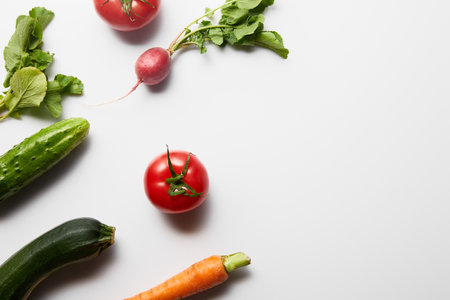 top view raw fresh vegetablesの写真素材