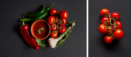 collage tomato sauce bowl redの写真素材