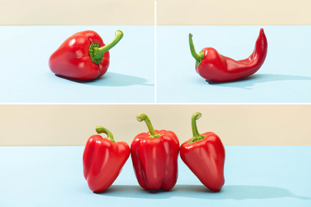 collage fresh red bell peppersの写真素材