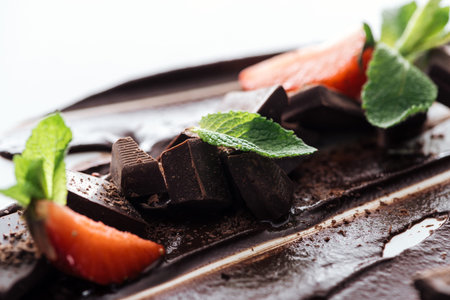 close view pieces chocolate bar