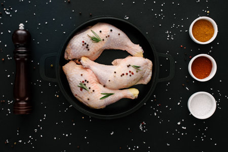flat lay chicken legs pan