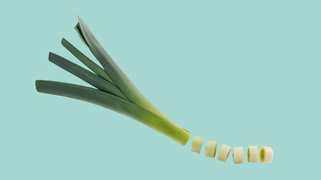 top view fresh cut leek