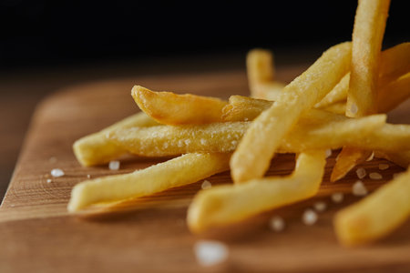 close fresh golden french fries