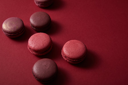 delicious colorful french macaroons red