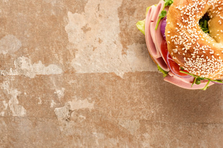 top view fresh delicious bagel