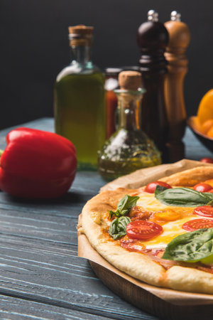 close appetizing tasty pizza cherryの写真素材