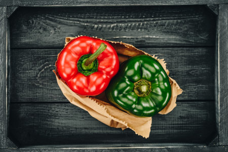 top view red green bell
