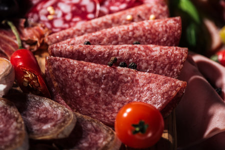 close view tasty sliced salami