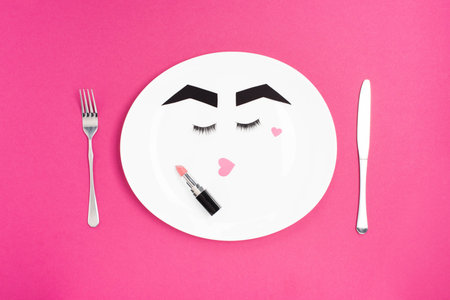 paper face with makeupの写真素材