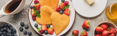 top view heart shaped pancakes