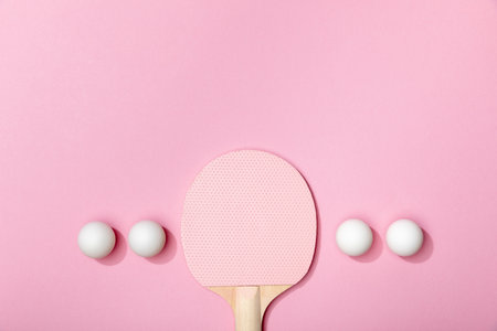 flat lay white table tennisの写真素材