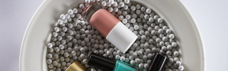 top view assorted nail polish