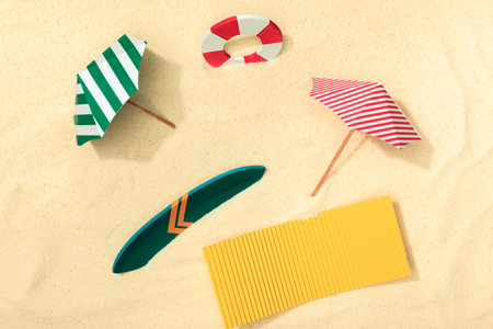 top view paper beach lifebuoy