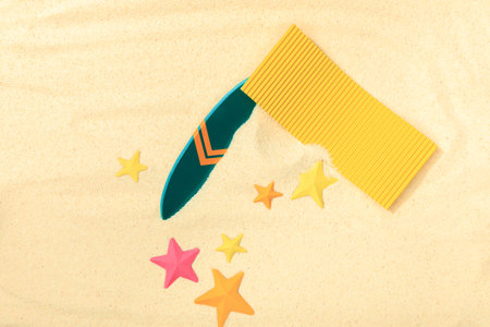 top view paper beach greenの写真素材