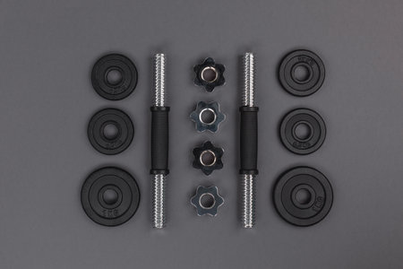 metal barbells and weightsの写真素材