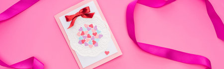 top view valentines greeting card