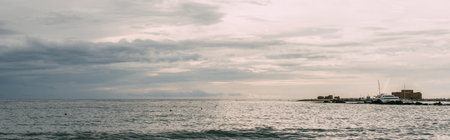 panoramic shot white ship mediterranean
