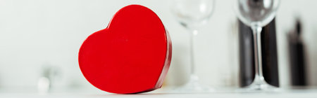 panoramic shot red heart shapedの写真素材