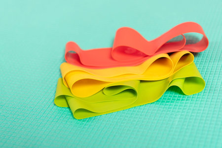 selective focus colorful resistance bands