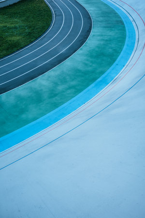 high angle view empty stadiumの写真素材