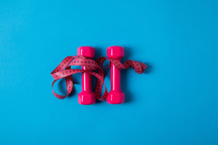 flat lay pink measuring tape