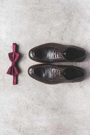 top view pair shoes bow