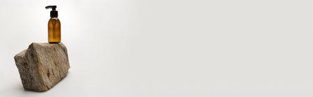 dispenser cosmetic bottle stone whiteの写真素材