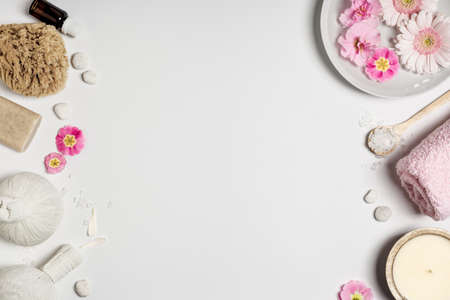 SPA setting on white background, flat layの写真素材