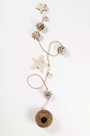 Christmas decoration on white background, vertical compositionの写真素材