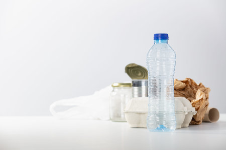 Recycling and ecology concept. Different types of garbage
