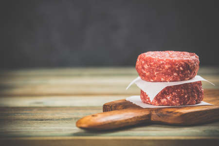 raw burgers - cutlets from organic beef meatの写真素材