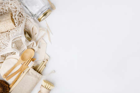Zero waste, Recycling, Sustainable lifestyle concept, flat layの写真素材