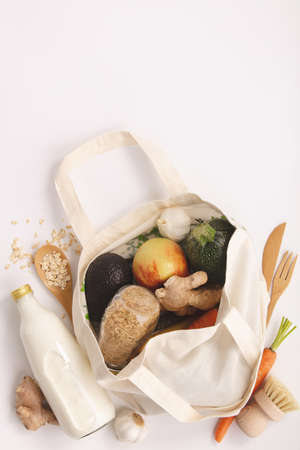 Zero waste concept. Eco-friendly shopping, flat layの写真素材