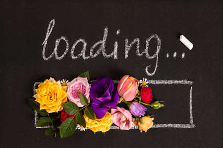 Hand-drown loading bar with flowersの写真素材