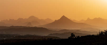 Sunrise landscape Axum Simien Ethiopiaの写真素材