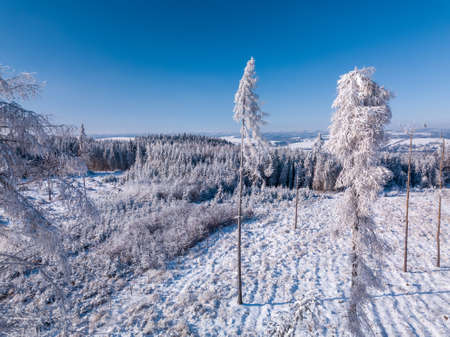 Aerial view of highland landscapeの写真素材