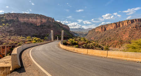 new bridge across Blue Nile, Ethiopiaの写真素材