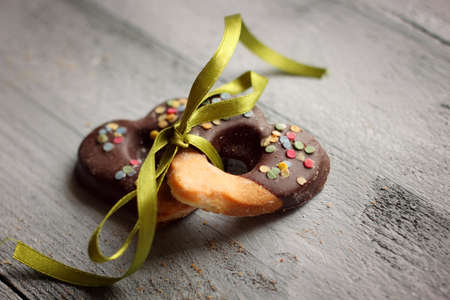 Photo of cute heart-shaped cookiesの写真素材