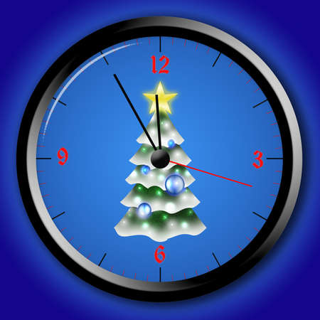 picture about watch with 5 min befor new year on blue backgroundの写真素材
